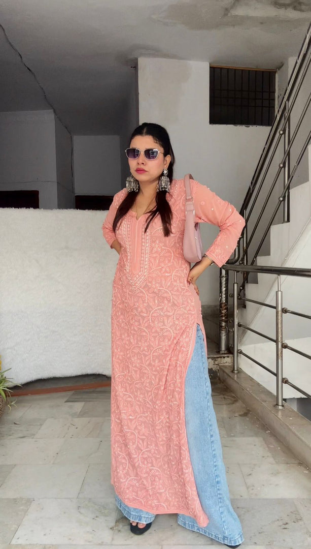 Kahkashan Pearl Viscose Long Kurta