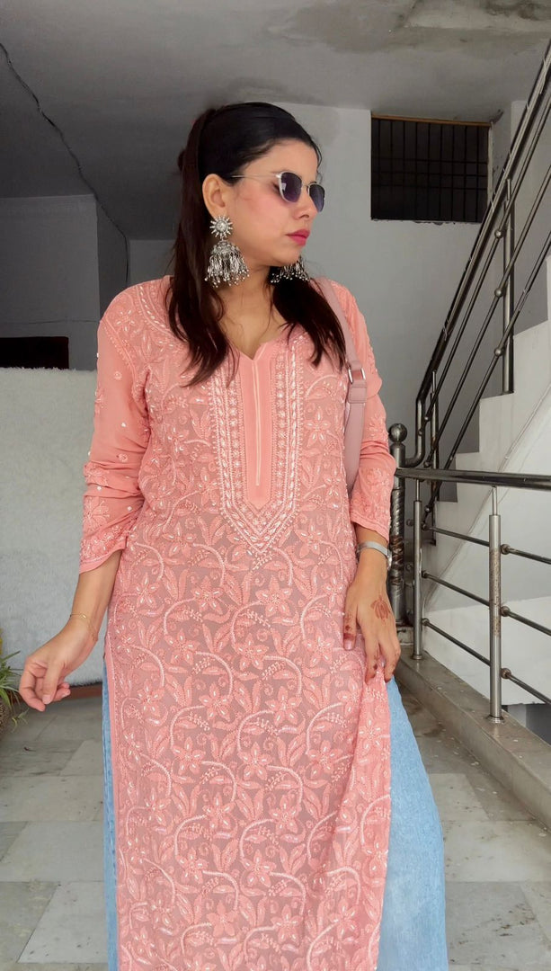 Kahkashan Pearl Viscose Long Kurta