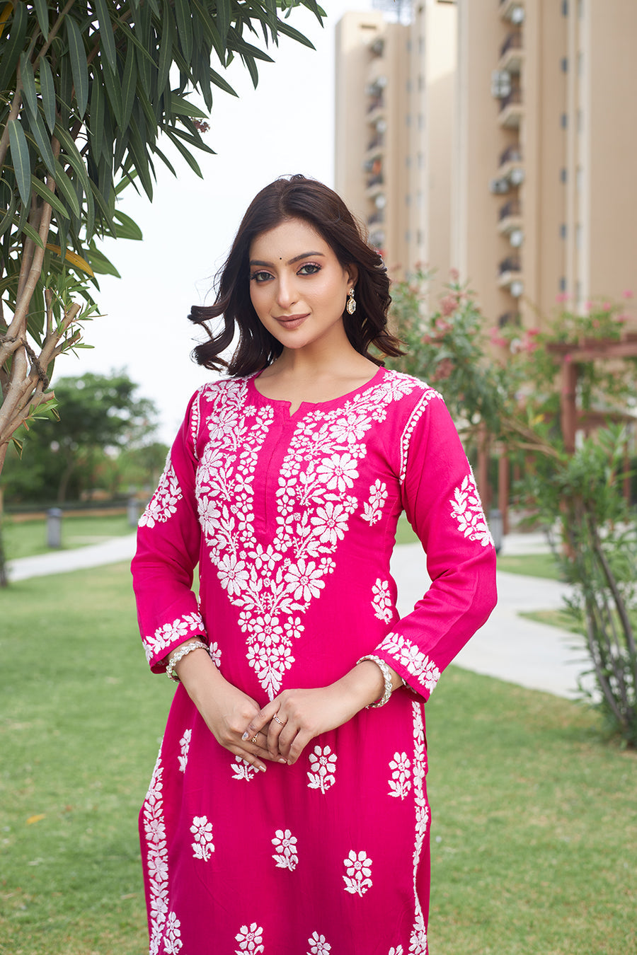 Surbala Modal Chikankari Kurti Set