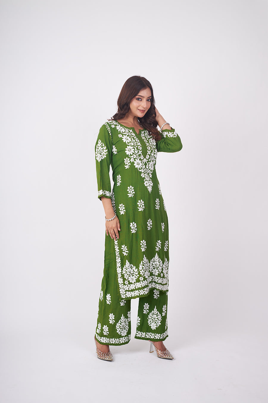 Surbala Modal Chikankari Kurti Set