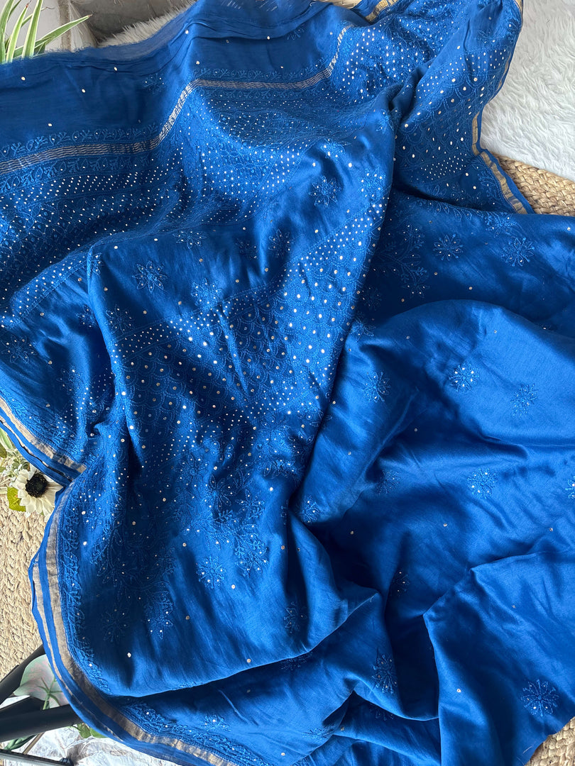 Madhuri Chanderi Silk Mukaish Saree.