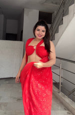 Load image into Gallery viewer, Nazm Viscose Mukaish Chikankari Saree