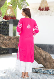 Malhar Rayon Long Chikankari Kurti