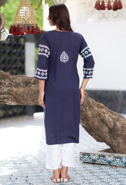 Malhar Rayon Long Chikankari Kurti