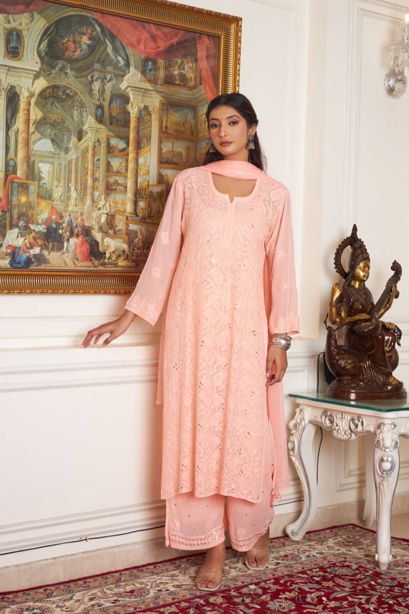 Nagma Premium Chikankari Mukaish Viscose Set