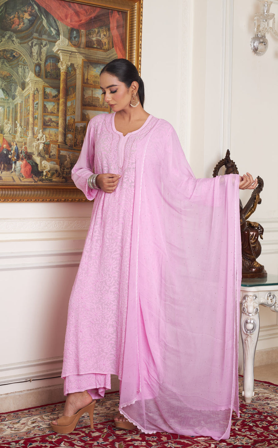 Nagma Premium Chikankari Mukaish Viscose Set