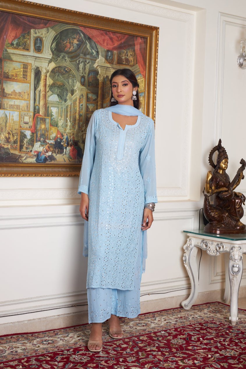 Nagma Premium Chikankari Mukaish Viscose Set