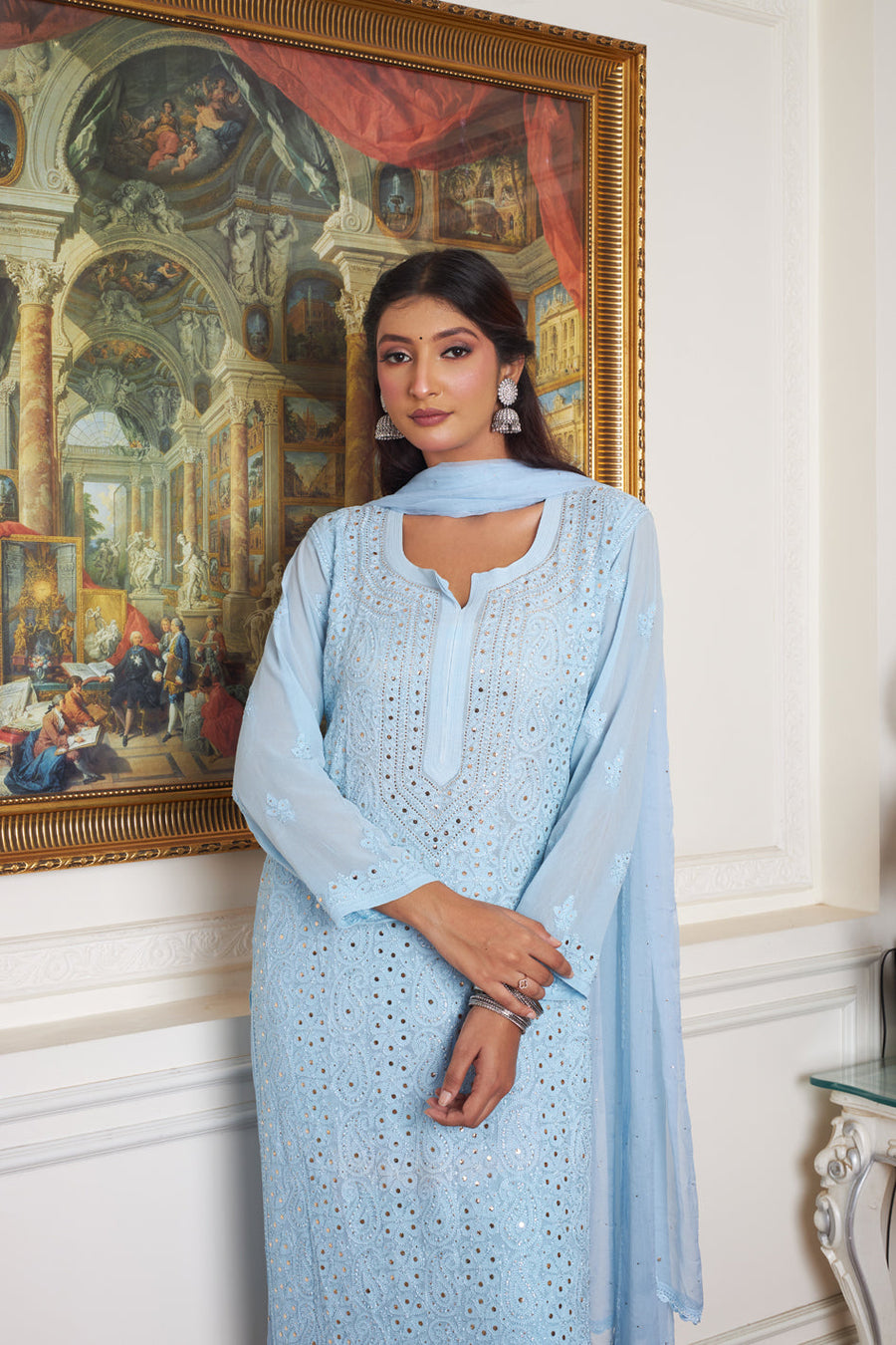 Nagma Premium Chikankari Mukaish Viscose Set