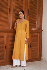 Load image into Gallery viewer, Rakul Preet Viscose Mukaish Chikankari Kurti
