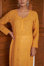 Load image into Gallery viewer, Rakul Preet Viscose Mukaish Chikankari Kurti
