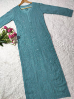 Load image into Gallery viewer, Mira Viscose Mukaish Long Chikankari Kurti
