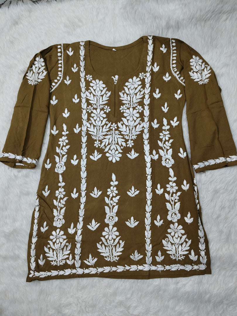 Ayesha Premium Chikankari Short Kurti - The Lucknowi Chikan 