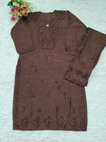 Load image into Gallery viewer, Sona Chanderi Chikankari Kurti Set