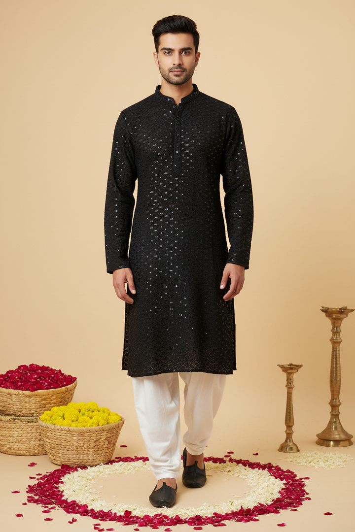 Mens Kurta & Pyjama - The Lucknowi Chikan 