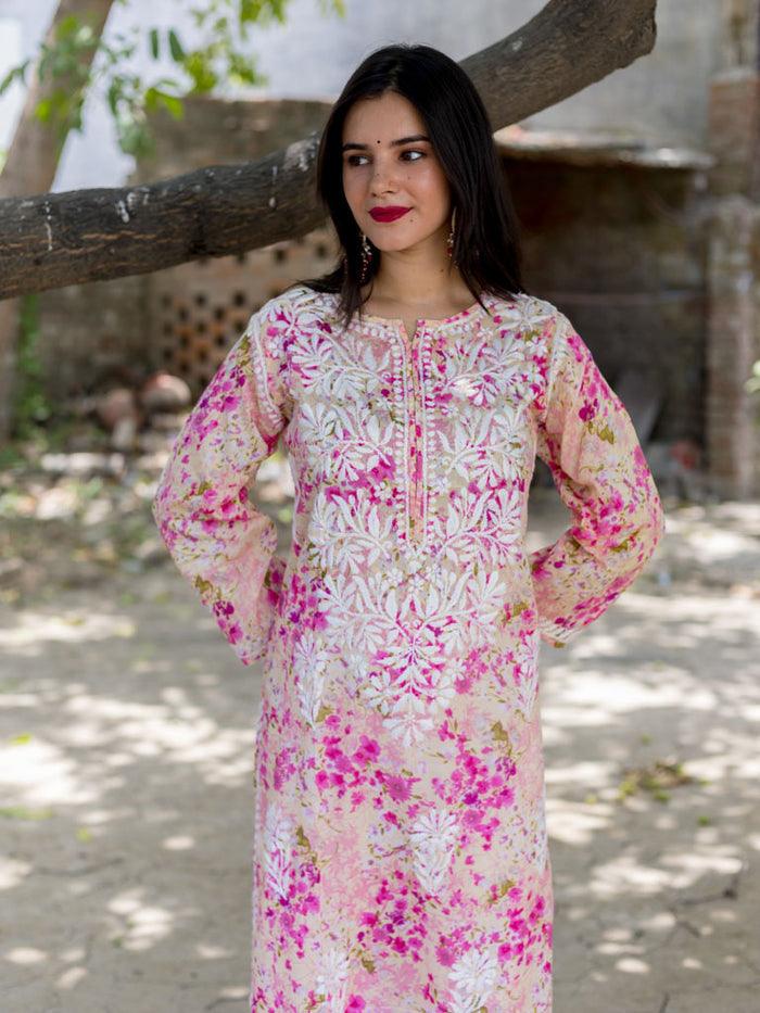 Sonu Kakkar Styled Mulmul Chikankari Kurta