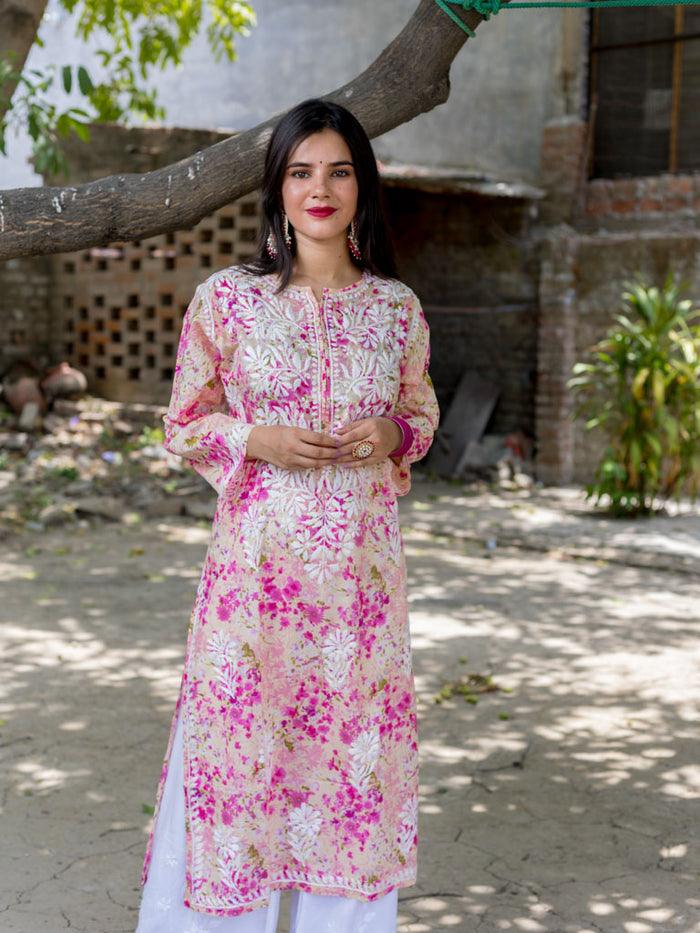 Sonu Kakkar Styled Mulmul Chikankari Kurta