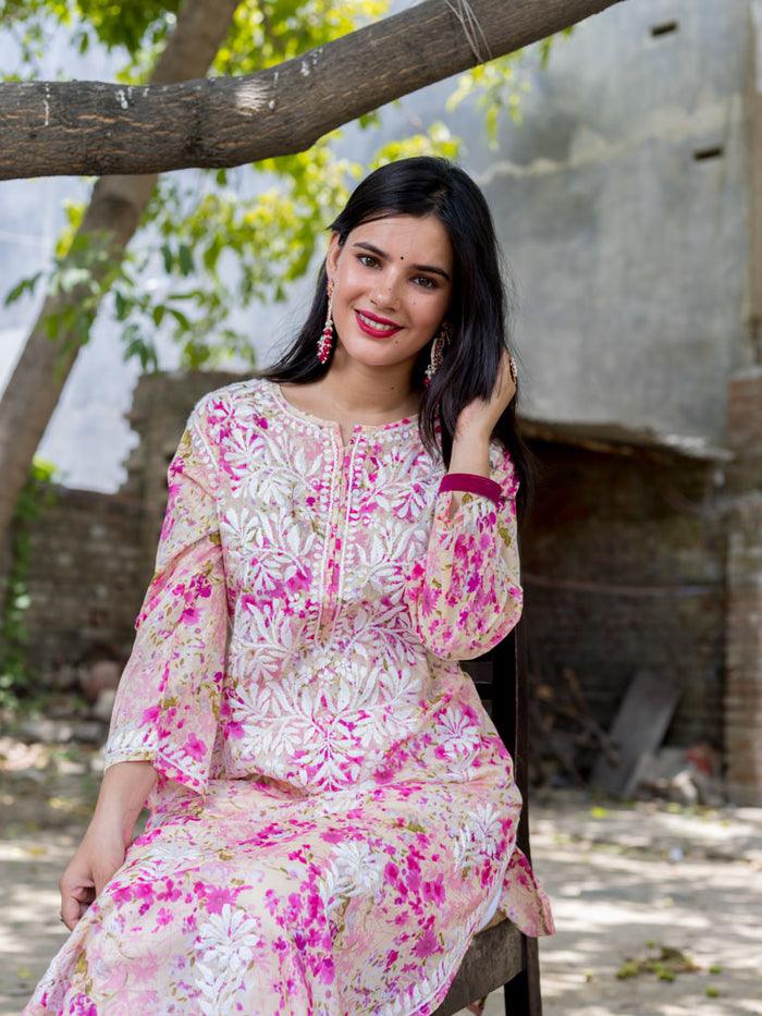 Sonu Kakkar Styled Mulmul Chikankari Kurta