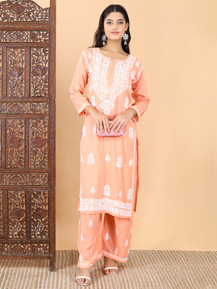 Malhar Modal Chikankari Kurti Set
