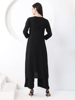 Load image into Gallery viewer, Ulfat Rayon Mukaish Chikankari Kurti &amp; Pallazo Set-Black
