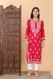 Heer Rayon Long Chikankari Kurti
