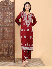 Malhar Modal Chikankari Kurti Set