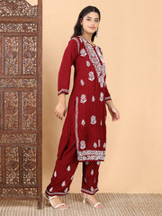 Malhar Modal Chikankari Kurti Set