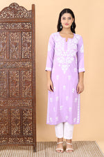 Load image into Gallery viewer, Heer Rayon Long Chikankari Kurti
