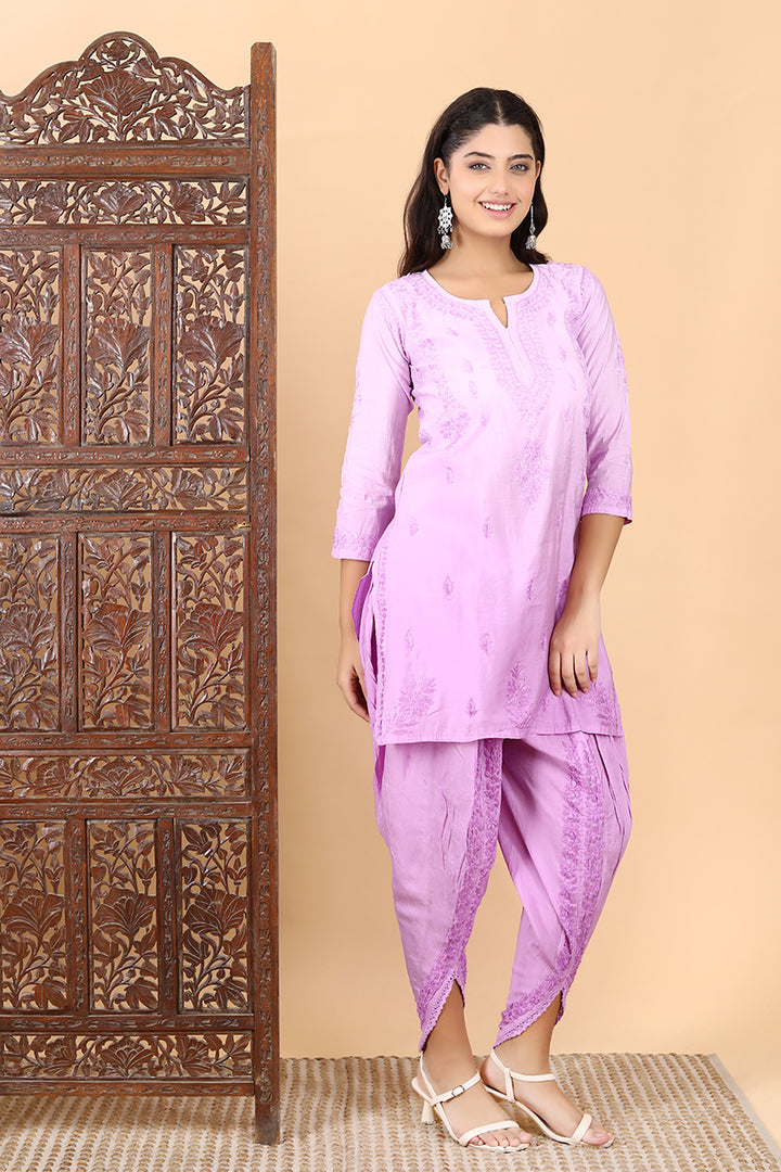 Sadagi Chanderi Chikankari Dhoti Set