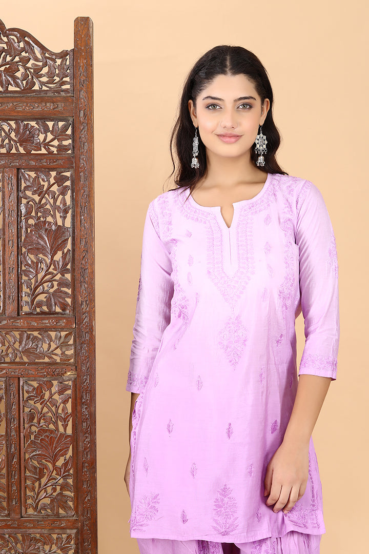 Sadagi Chanderi Chikankari Dhoti Set