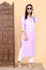 Load image into Gallery viewer, Heer Rayon Long Chikankari Kurti
