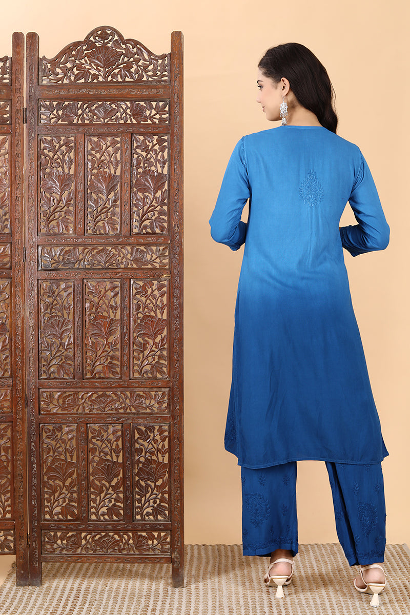 Bahar Chikankari Ombre Dyed Kurti Set
