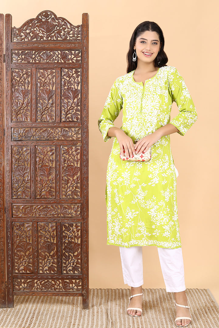 Zainab Chikankari Mulmul Straight Kurti