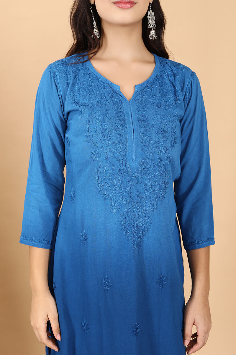 Bahar Chikankari Ombre Dyed Kurti Set