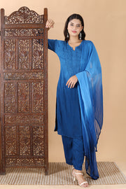 Bahar Chikankari Ombre Dyed Kurti Set
