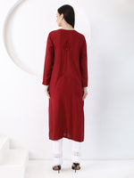 Load image into Gallery viewer, Ulfat Rayon Mukaish Chikankari Kurti- Maroon
