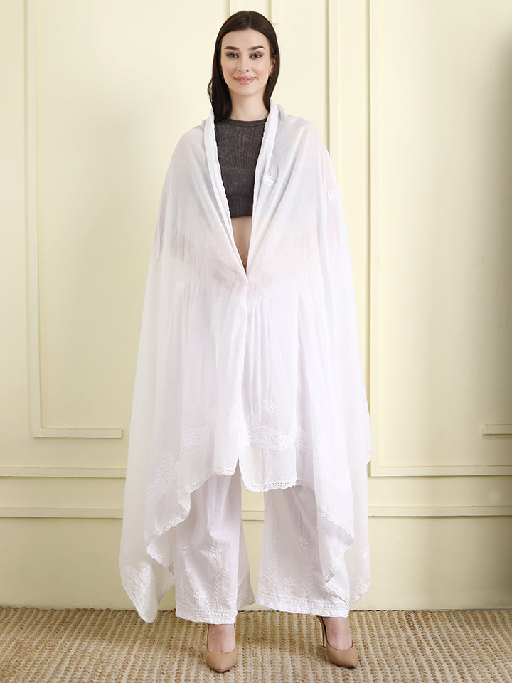 Handcrafted Chikankari Dupatta