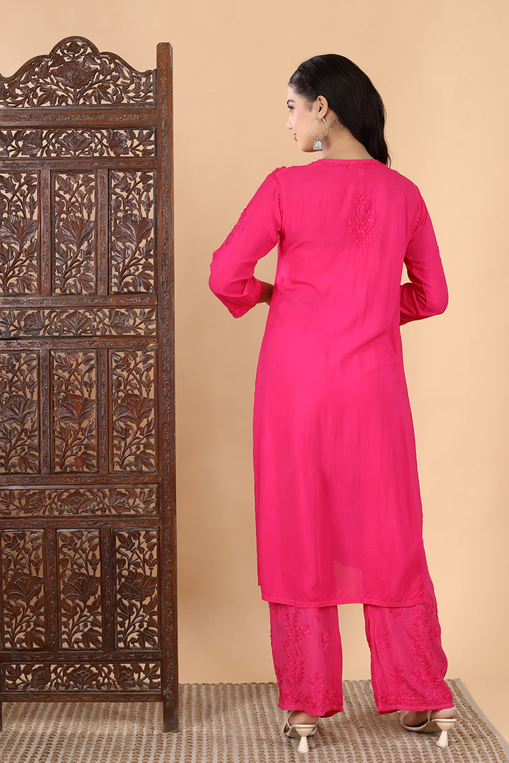 Palak Modal Dyed Premium Chikankari Kurti Set