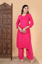 Palak Modal Dyed Premium Chikankari Kurti Set