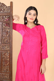 Palak Modal Dyed Premium Chikankari Kurti Set