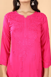 Palak Modal Dyed Premium Chikankari Kurti Set