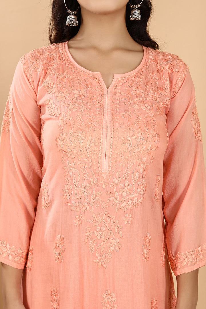 Palak Modal Dyed Premium Chikankari Kurti Set