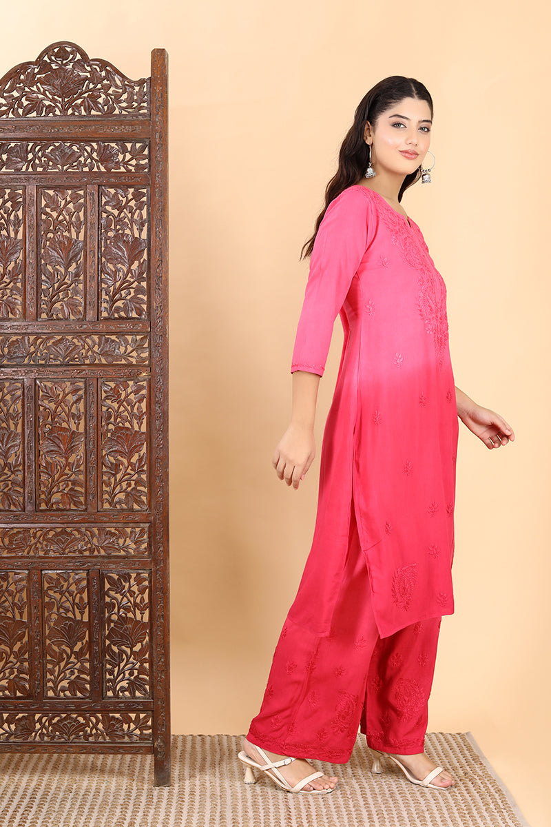 Bahar Chikankari Ombre Dyed Kurti Set