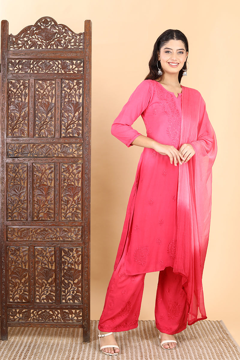 Bahar Chikankari Ombre Dyed Kurti Set