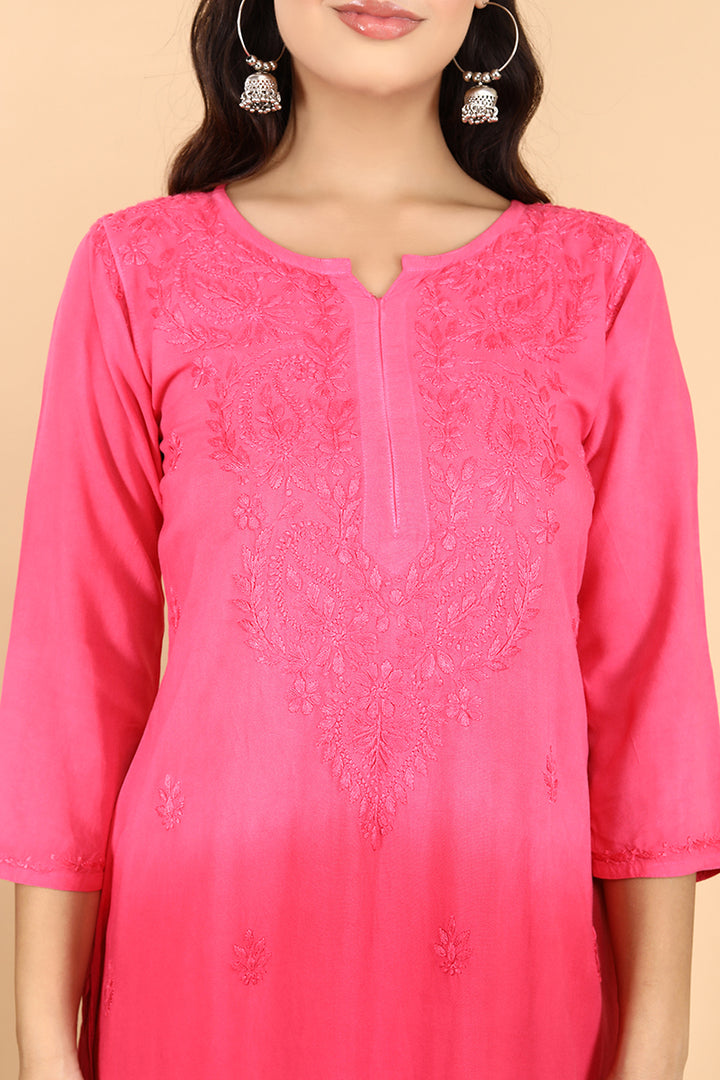 Bahar Chikankari Ombre Dyed Kurti Set