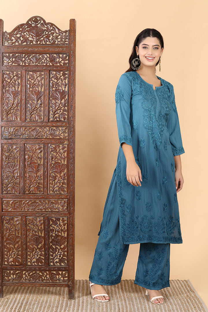 Morni Modal Chikankari Kurti Set