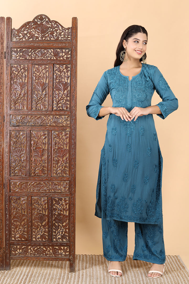 Morni Modal Chikankari Kurti Set