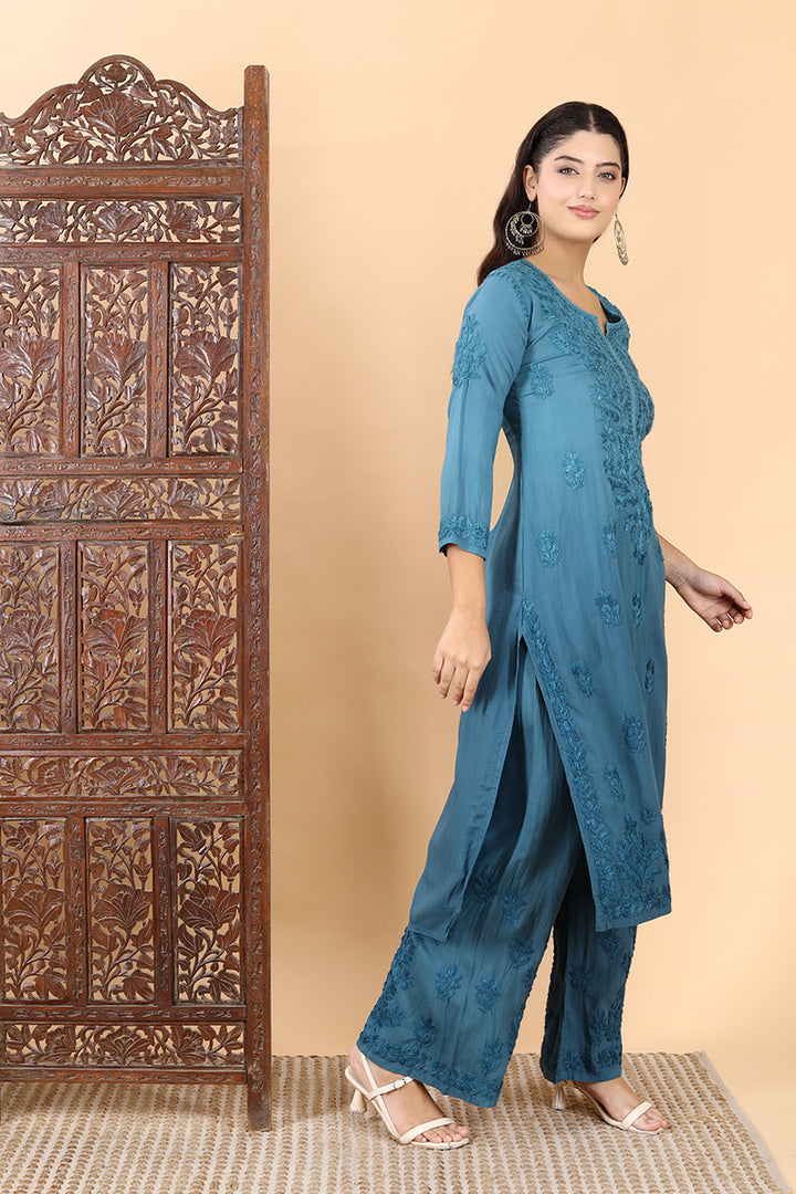 Morni Modal Chikankari Kurti Set