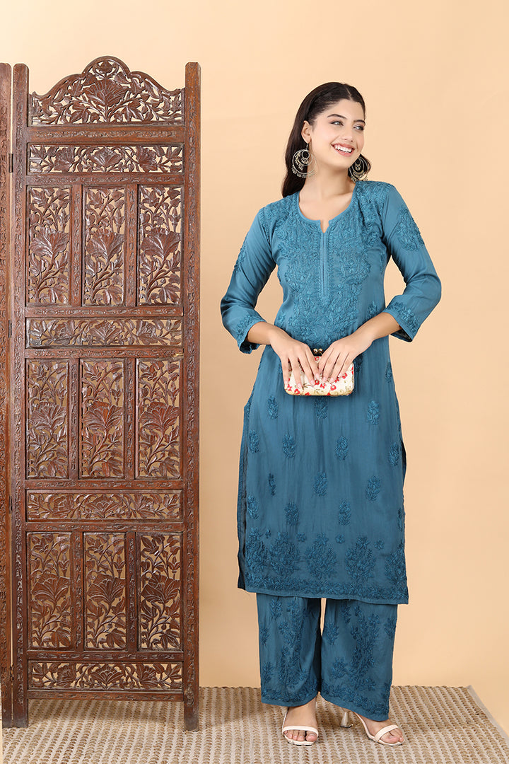 Morni Modal Chikankari Kurti Set