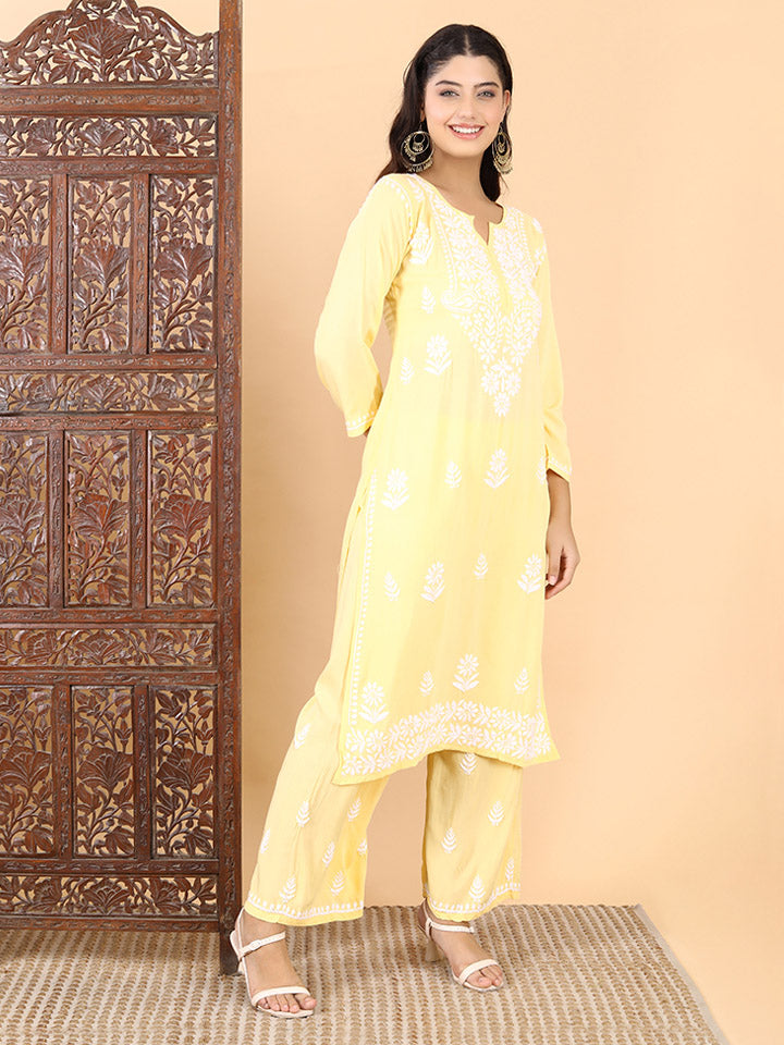 Malhar Modal Chikankari Kurti Set