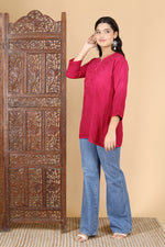 Load image into Gallery viewer, Vibha Ombre Chikankari Short Top
